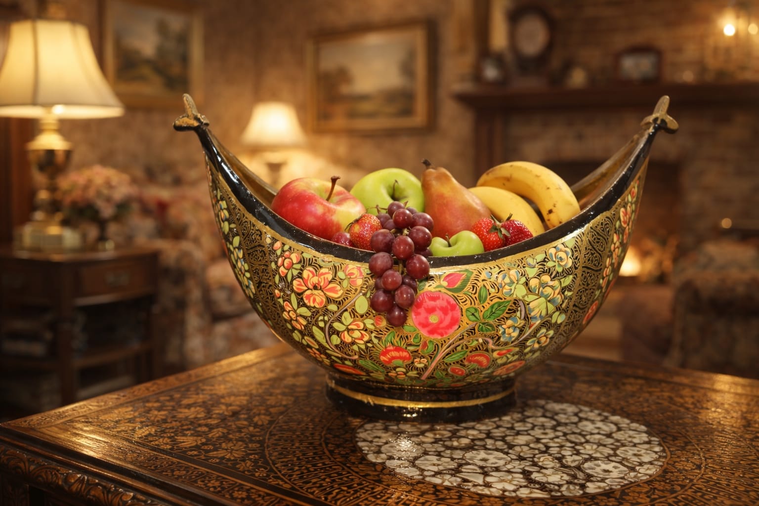 Antique paper mache bowl, paper mache bowl,kashmir paper mache bowl,kashmir bowl,brass bowl, hand painted antique brass bowl,hand painted brass bowl